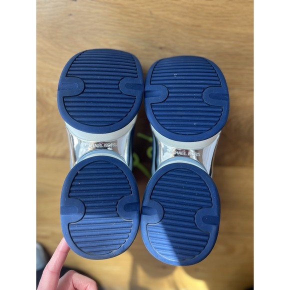 Michael Kors Olympia Chunky Wedge Trainer Sneakers Sapphire Sig Semi Lux 7.5 - Picture 7 of 7